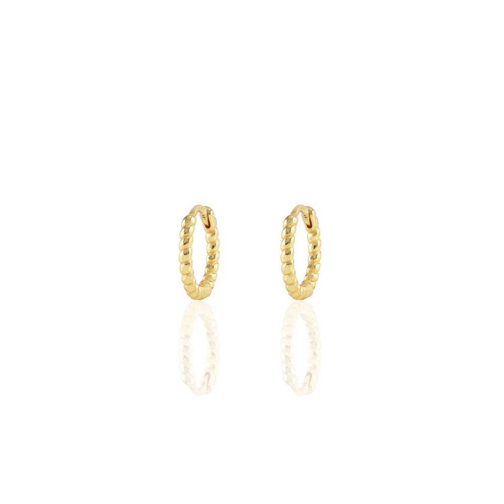 NEW KRIS NATIONS women's twisted hinged huggie hoop earrings in gold